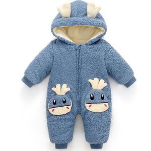 Herfst Winter Overall Voor Kinderen Baby Down Katoen Verdikte Kleding Hooded Cartoon Baby Jongens Meisjes Jumpsuit Baby Romper