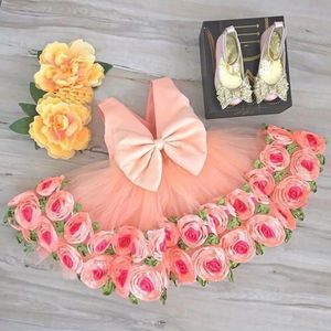 Pudcoco AU Bloem Meisjes Jurken Prinses Kids Pageant Party Mouwloze Rose Bloemen Tutu Jurk Jurk