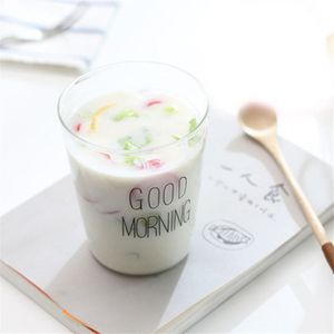 Glas Mok Creatieve Brief Melk Sap Water Cup Zwart Wit Handvat Drinkware Liefhebbers Paar Transparante Mokken
