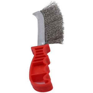 BBQ Grill Cleaning Brush Red Plastic Handle Steel Wire Brush Copper Plating Derusting Brush Barbecue Mesh Cleaning Accessories