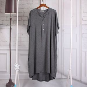 Grote maat katoen comfortabele moederschap jurk zomer nachthemd korte mouwen T-shirt rok V-hals losse borstvoeding pyjama