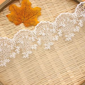 11.5Cm Breed Luxe Tule Wit Mesh Bloemen Borduren Kant Lint Trouwjurken Sluier Kleding Afrikaanse Kant Stof