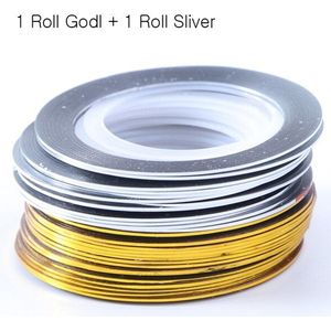 0.5Mm Goud Zilver Striping Tape Lijn Stickers Voor Nagels Opslag Container Manicure Lijm Nail Art Decorations Gereedschap GL1009