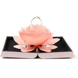 Mode Elegante Ringen Box Wedding Engagement Ring Rose Bloem Geschenkdozen 3D Vintage Voor Sieraden Display Opslag Houder