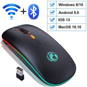 Draadloze Muis Bluetooth Rgb Oplaadbare Muis Draadloze Computer Stille Mause Led Backlit Ergonomisch Gaming Mouse Voor Laptop Pc