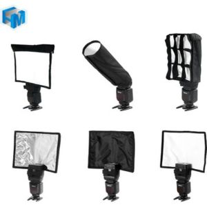 5 In 1 Speedlight Flash Set 3 X Opvouwbaar Speedlight Reflector + Snoot Flash Softbox Diffuser + Honingraat Met draagtas