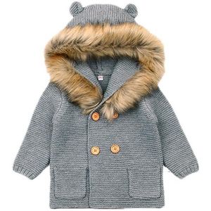 Winter Trui Cartoon Voor Baby Meisjes Vest Met Oren Pasgeboren Jongens Gebreide Jassen Met Kap Herfst Kinderen Lange Mouwen Jas