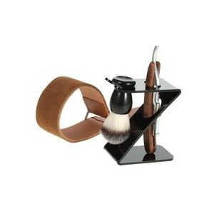 Anself 4 In 1 Recht Scheermes Scheren Borstel + Borstel Stand + Leather Strop Band Man Scheerkwast set Scheermes Gereedschap Kit
