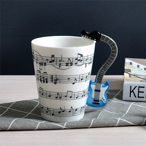 Mok Muziek Creatieve Gitaar Stijl Viool Keramische Cup Met Handvat Elegante Melk Koffie Thee Set Milieuvriendelijke Novel
