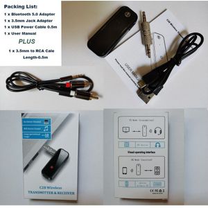 Bluetooth 5.0 Zender Ontvanger 2 In1 Jack Bt Adapter 3.5Mm Audio Aux Adapter Voor Auto Audio Muziek Aux Handsfree headset
