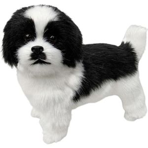 Realistische Zwart-wit Puppy Simulatie Speelgoed Hond Puppies Hond Huisdier Speelgoed Levensechte Gevulde Metgezel Handgemaakte R7V3