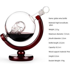 Globe Whisky Karaf Set 800Ml Wijn Brandy Dispenser Craft Schedel Wijnfles Houder Decanter Wijn Bar Thuis Party Decoratie