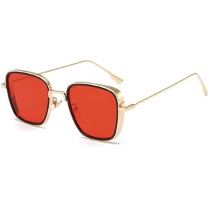1Pc Luxe Kabir Singh India Movie Zonnebril Mannen Vierkante Gouden Frame Cool Zon Shades Brand Rode Bril Voor mannen UV400