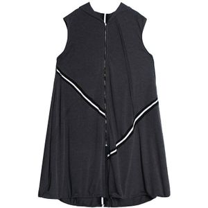 Xitao Plus Size Geplooide Vest Mode Vrouwen Herfst Mouwloze Hooded Kraag Elegante Minderheid Losse Casual Vest ZP3516