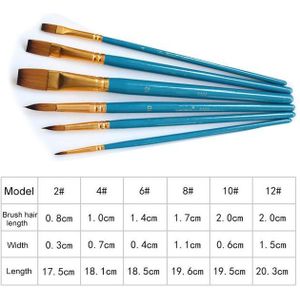 Art Model Verf Nylon Haar Acryl Olie Aquarel Tekening Art Supplies Bruin 6 Pcs Schilderen Craft Kunstenaar Penselen Set