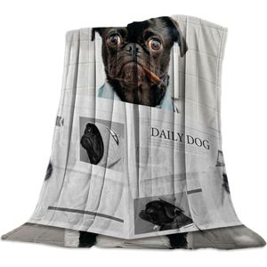 Dier Pug Krant Grappige Gooi Deken Warm Microfiber Deken Slaapkamer Bank Levert Dekens Voor Bedden