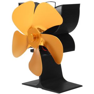 Zwart 5 Blades Kachel Fan Super Stille Warmte Aangedreven Saving Haard Aangedreven Warmte Distributie Warm Houden Haard Fan Thermometer