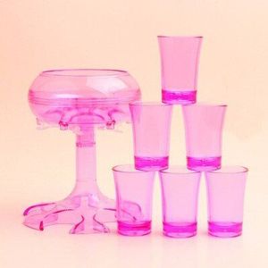 Bar Accessoires Drinkware Dispenser Voor Drank Kleine Wijn Cup Drinking Game Borrelglas Een Set Van 6 Acryl Cups En beugels