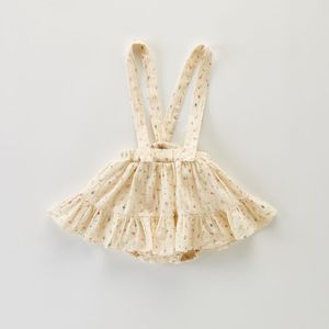 2022 Koreaanse Stijl Zomer Babykleding Meisje Bodysuit Abrikoos Bloemen Sling Overalls Prinses Jumpsuit Kind Kleding E2202
