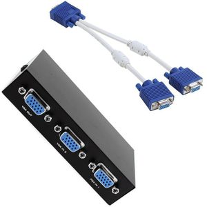 Mannelijke 15 - Pin Vga 25.4 Cm-Vrouwelijke 15 Pin Vga Kabel Dubbele-Wit/Blauw Met 2 in 1 Out 2 Poort 15 Pin Vrouwelijke Vga Switch