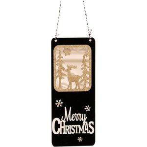 ''Merry Christmas'' Hollow Black Gold Card Kerstboom Deur Opknoping Ornament L4MF