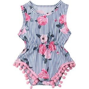 Leuke Pasgeboren Baby Meisje Bloemen Bodysuit Jumpsuit Zomer Outfits Kleding