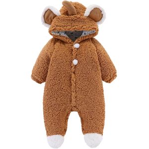 Winter Overall Voor Kinderen Baby Jas Katoen Verdikte Kleding Hooded Cartoon Beer Baby Jongens Meisjes Jumpsuit Baby Romper