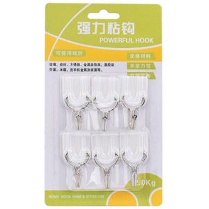 6 stks/set Sterke Kleverige Haken Deur Muur Hanger Holder Tegels Glas Lijm Haken voor Badkamer Keuken Gebruiksvoorwerp Kleding