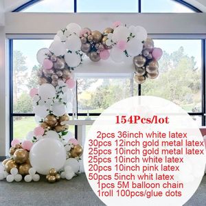 Latex Ballon Garland Arch Kit Roze Wit Metallic Ballon Voor Blush Bridal Shower Bruiloft Verjaardag Baby Shower Party Decoratie