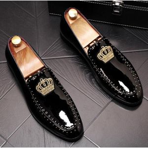 Mannen charmant glitter borduren crown flats Jurk Loafers gentleman Schoenen Mannelijke Bruiloft Homecoming Avond Bruidegom Prom