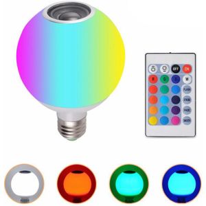 12W Intelligente E27 Rgb Bluetooth Speaker Led Lamp Verstelbare Muziek Licht Draadloze Led Licht 24 Afstandsbediening Rgb + Wit