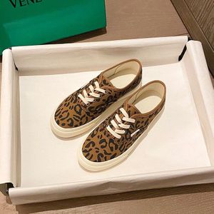 Leopard Bloemen Canvas Schoenen Vrouw Lace-Up Sneakers Rubberen Zool Flats Platform Preppy Oxfords Studenten Loafers