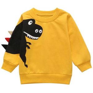 Baby Kids Jongens Temperament Sweatshirt Herfst Koreaanse O-hals Katoen Lange Mouw Eenvoudige Royale Dinosaurus Print Jumper