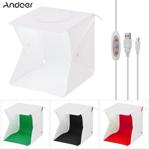 Andoer 22*23*24 Cm Opvouwbare Studio Light Box Led Foto Fotografie Schieten Tent Softbox 5500K Wit licht Helderheid Instelbaar