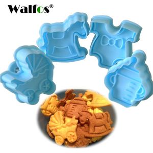 4 Stuks Baby Soort Plastic Bakvorm, Keuken Biscuit Cookie Cutter Gebak, plunger 3D Stempel Sterven Fondant Cake Decorating Gereedschap