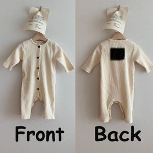 Pasgeboren Baby Kostuum Infant Kids Baby Meisjes Jongens Katoenen Kleding Lange Mouwen Geribbelde Romper Terug Patch Jumpsuit Baby Onesie 0-24M