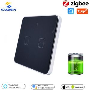 Tuya Zigbee Smart Switch Touch Light Switch,Smart Home Draadloze Batterij, afstandsbediening Compatibel Alexa/Google Home/Siri