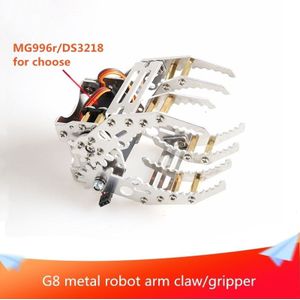 G8 Metalen Aluminium Robotic Gripper Claw Paw Hand Vinger Voor Robot Mechanische Clamp Mount Kit Manipulator Arm Diy Maker Onderwijs