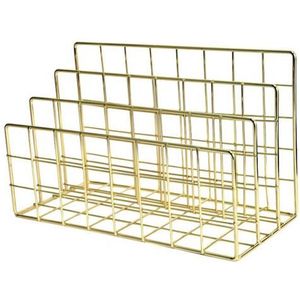 3-Layer Ijzer Opslag Plank Rose Gold Stand Hollow Papier Brief Houder Bestand Document Bureau Organisator Organizador Escritorio