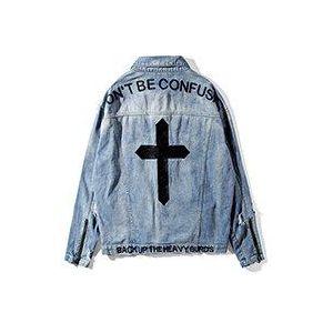 Aboorun Hip Hop Mannen Denim Jassen Cross Borduren Gedrukt Jassen Lente Herfst Jas Bovenkleding Voor Mannelijke X460