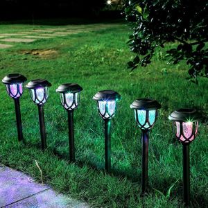 Retro Zonne Gazon Verlichting LED Tuinverlichting Kleine Vuurtoren Outdoor Gang Gangpad Verlichtingsarmaturen RGB