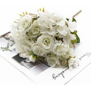 3 Bundel Rose Hydrangea Combinatie Boeket 7 Vorken Wedding Festival Decoratie Bloemen Diy Bloemstuk Ambachten Home Decor