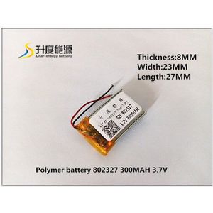 Beste batterij 3.7 V lithium polymeer batterij 802327 300 mAh Bluetooth module met bescherming boord elektriciteit rekenmachine
