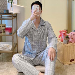 Xizou 100% Katoenen Pyjama Voor Mannen 2 Stuks Lounge Nachtkleding Mannen Blauw Plaid Pijama Hombre Thuis Kleren Puur Katoen pyjama Set