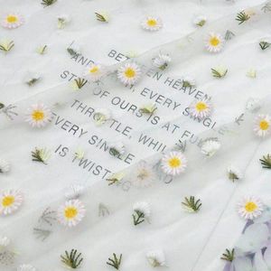 Soft Black Daisy Bloemen Borduren Tule Stof Voor Jurk Shirts, Wit, Roze, Grijs, Donkerblauw, beige, Door De Werf