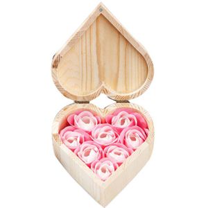 Hartvormige Houten Doos Zeep Bloem Sieraden Doos Handgemaakte Onsterfelijke Bloem Voor Valentijnsdag Wxv