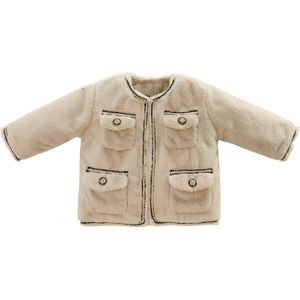Baby meisje winter Koreaanse mode ronde kraag jas kinderen verdikte warm katoenen jas