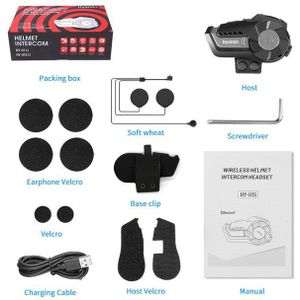 Hysnox Bluetooth 5.0 Helm Headset 2 Mensen 1000M Draadloze Intercom Headset Ingebouwde Fm Universele Pairing HY-01S 8 talen