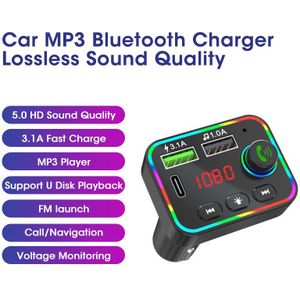 Bluetooth-Compatibele Versie 5.0 Fm-zender Auto Ontvanger Handsfree Mobiele Telefoon Navigatie Call Dual Usb Snel Opladen