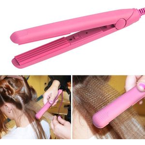 Mini Roze Keramische Elektronische Stijltang Iron Chapinha Rechttrekken Gegolfd Ijzers Haar Crimper Styling Gereedschap 100 ~ 240 V